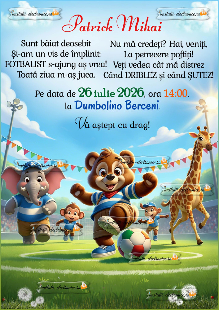 Invitatie - tema fotbal