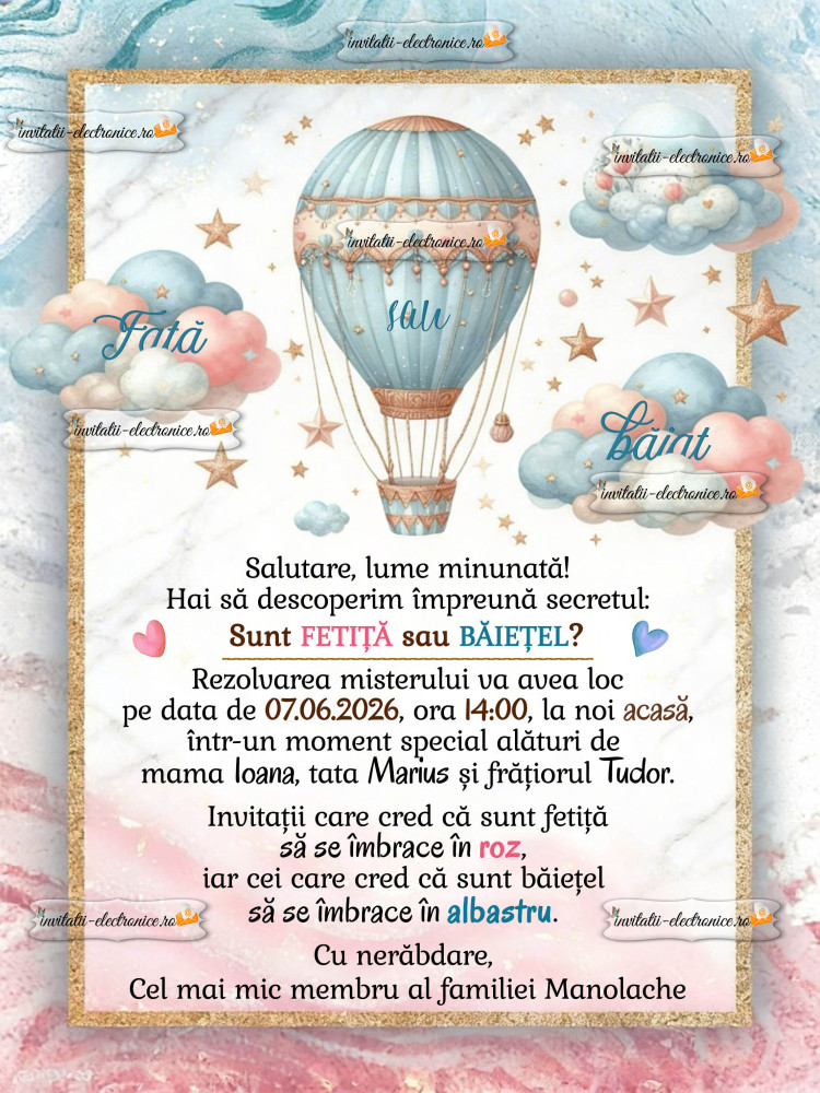 Invitatie la petrecerea de aflare a sexului bebelusului