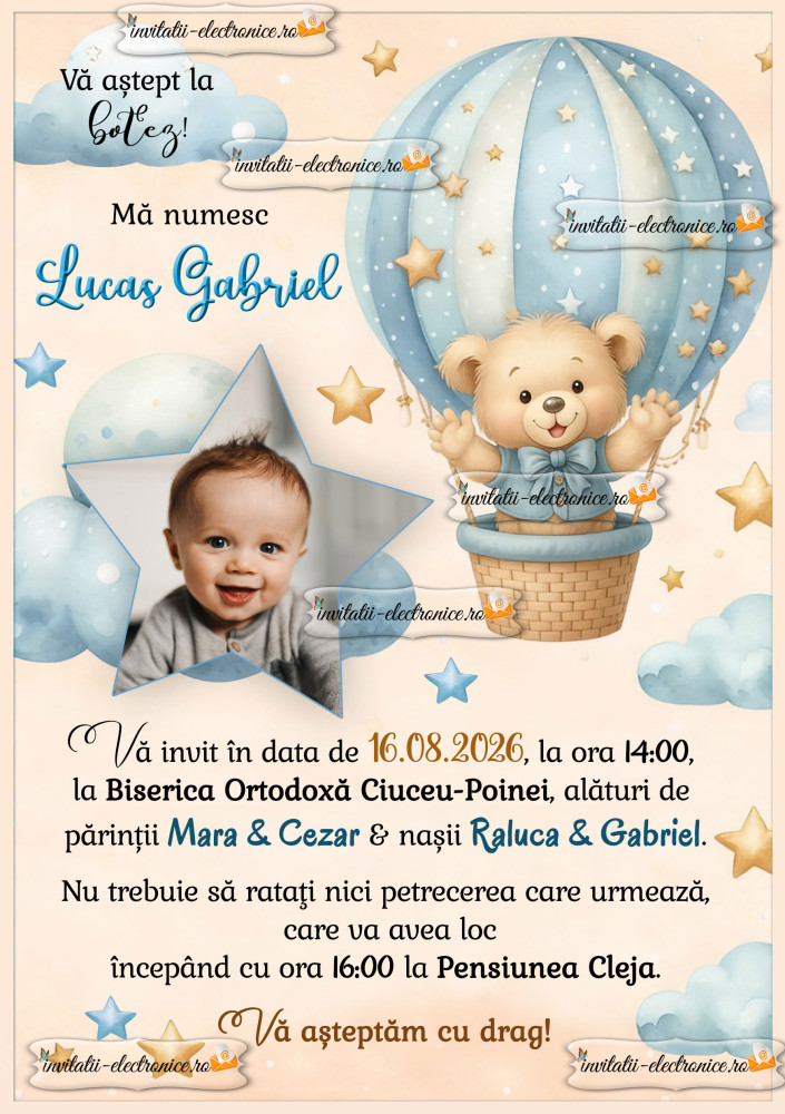 Invitatie de botez electronica pentru baietel