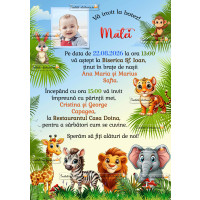 Invitatii de botez cu animale vesele