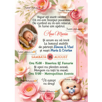 Invitatie de botez fetita cu ursulet