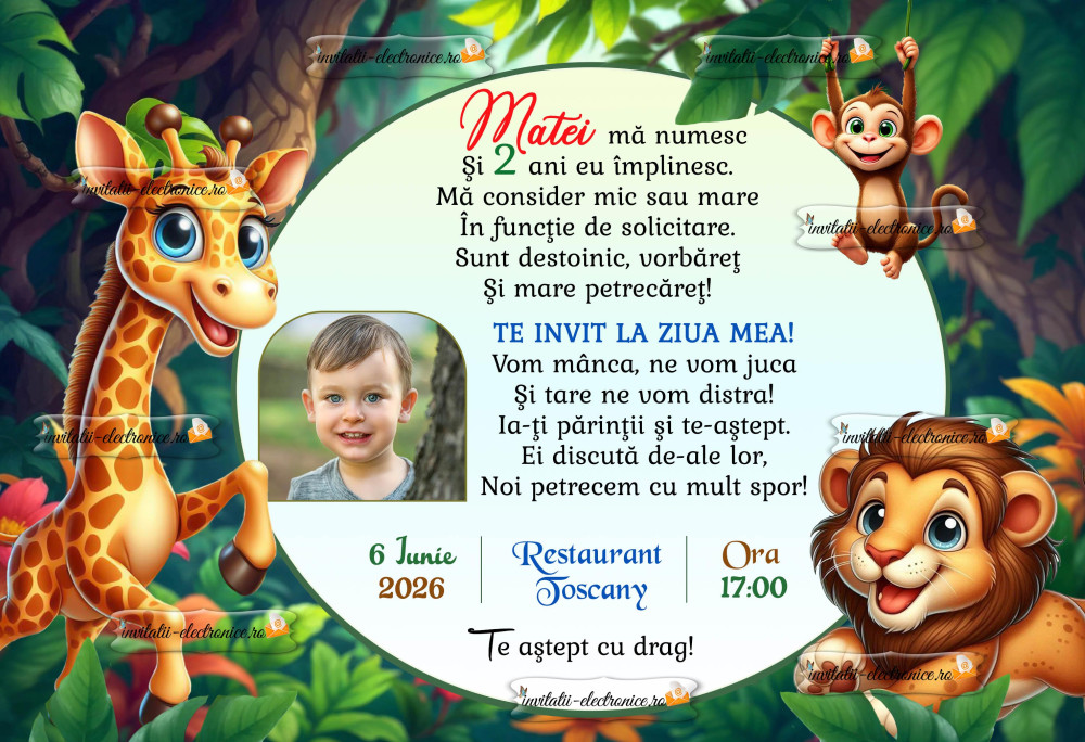 Invitatie electronica pe tema JUNGLA