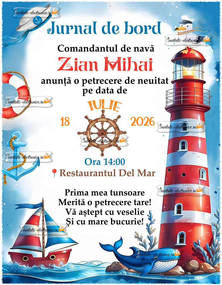 Invitatie digitala - tema marina