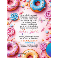 Invitatie roz pentru fete