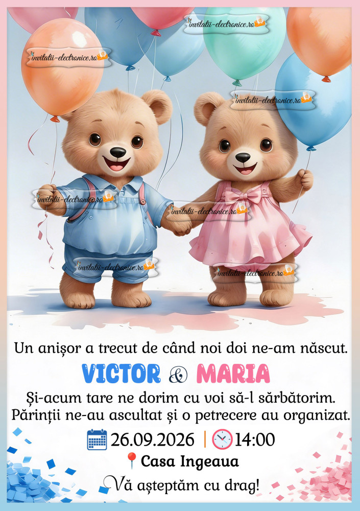 Invitatie gemeni fata si baiat