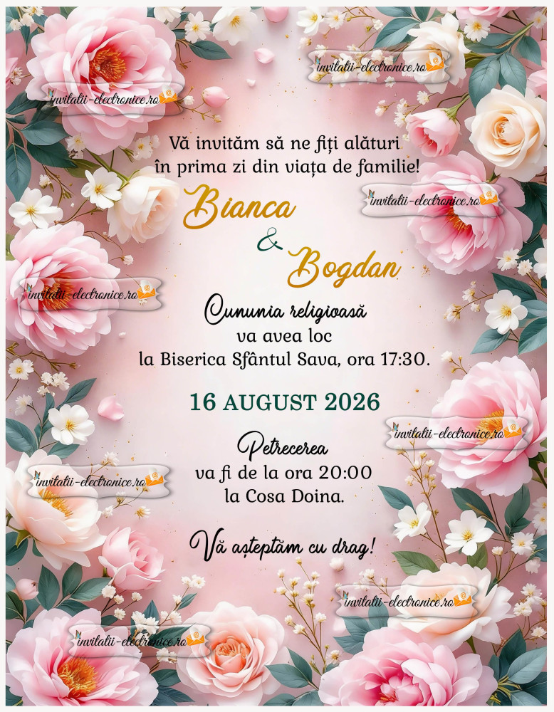 Invitatie de nunta cu flori 