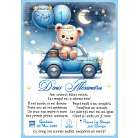 Invitatie la petrecere cu ursulet si baloane