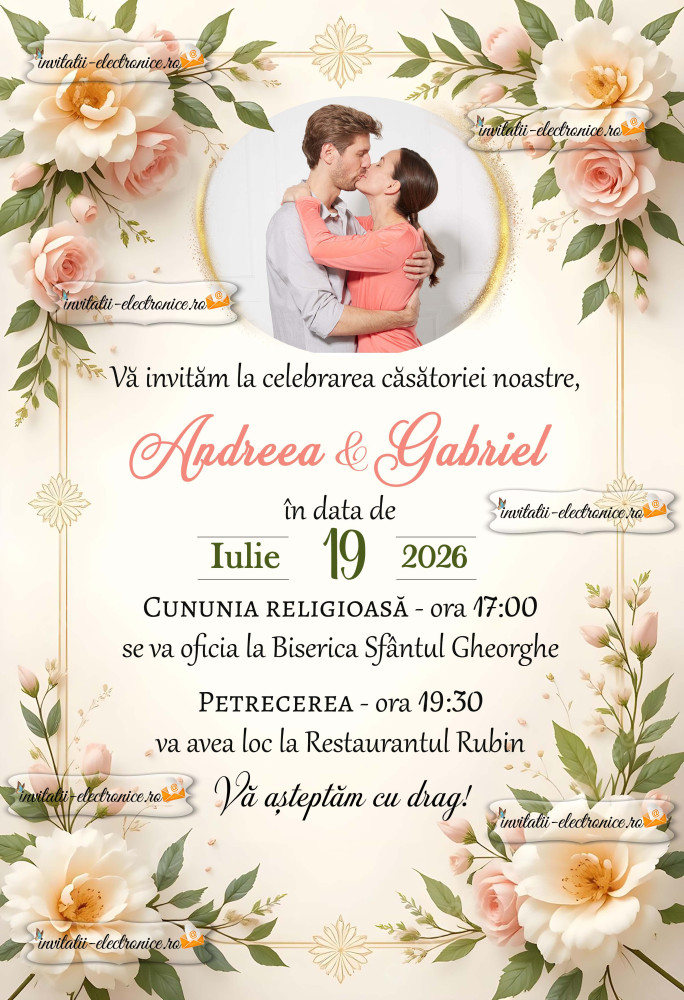 Invitatie de nunta cu flori