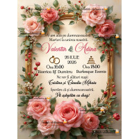Invitatie de nunta cu trandafiri