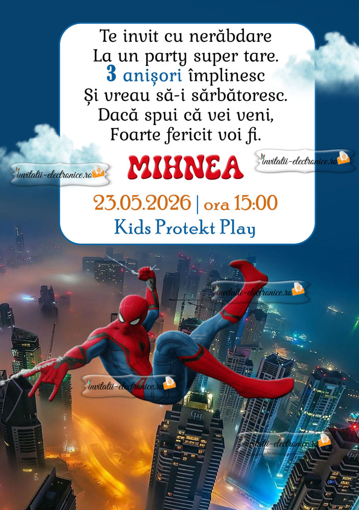 Invitatie electronica cu Spiderman
