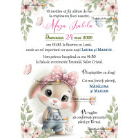 Invitatie cu iepuras si fluturasi