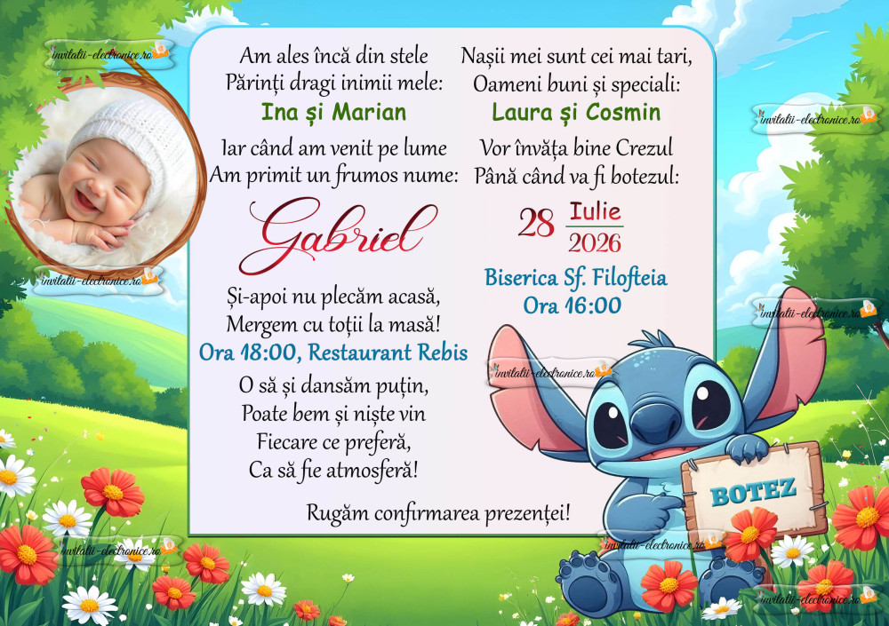 Invitatie electronica de botez 