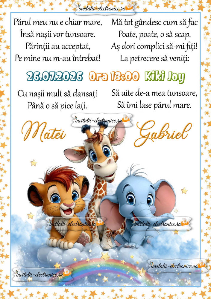 Invitatie la petrecere copii