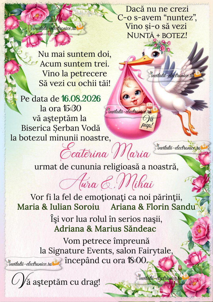 Invitatie la nunta si botez 2 in 1