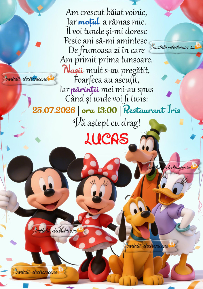 Invitatie cu Mickey Mouse