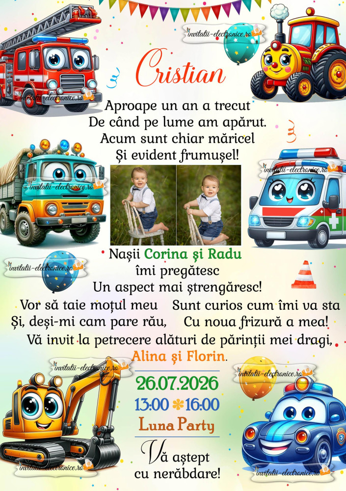 Invitatie la aniversare baiat