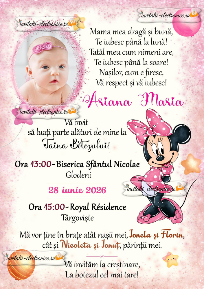 Invitatie cu Minnie Mouse