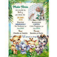 Invitatie la botez cu animale din jungla