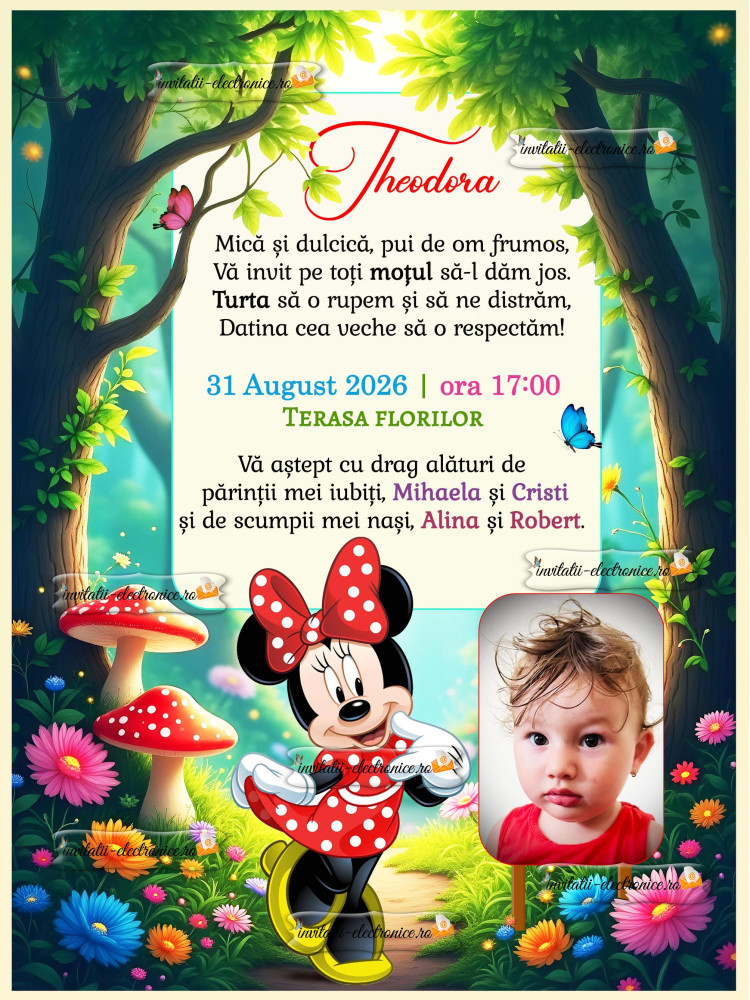 Invitatie la petrecere cu Minnie Mouse