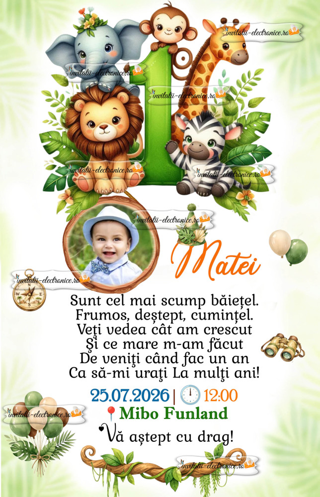 Invitatie cu animale din jungla