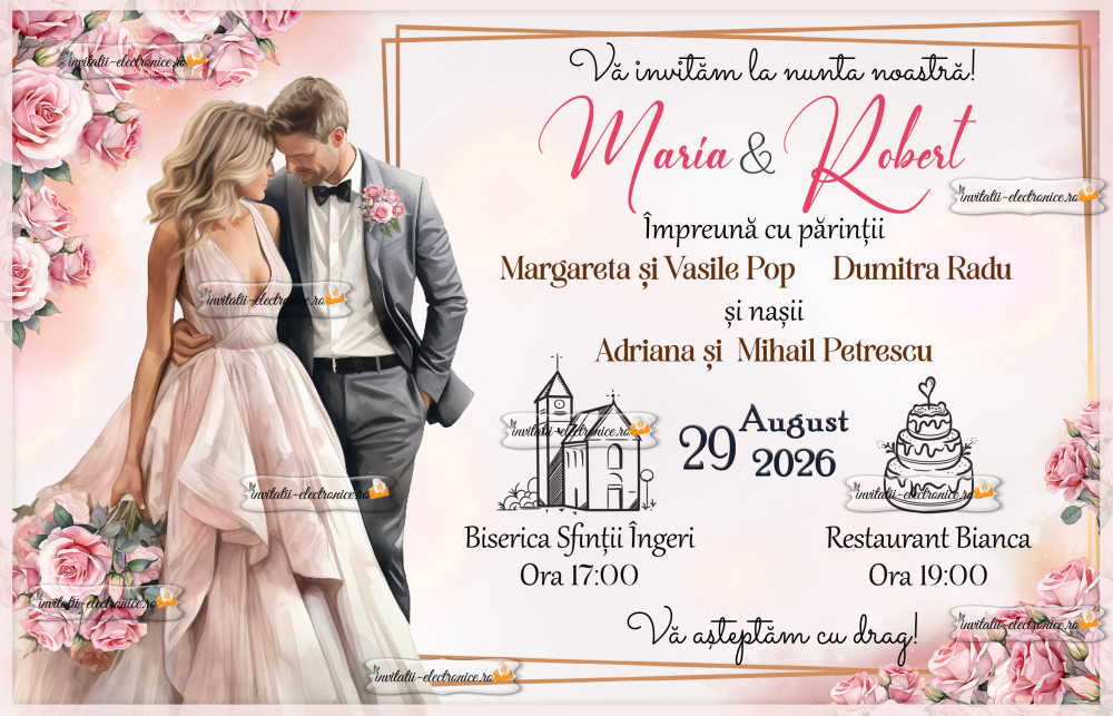 Invitatie la nunta cu miri