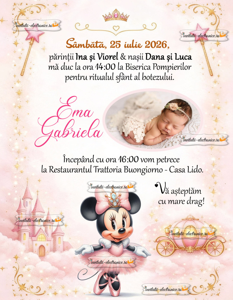 Invitatie de botez pentru o printesa