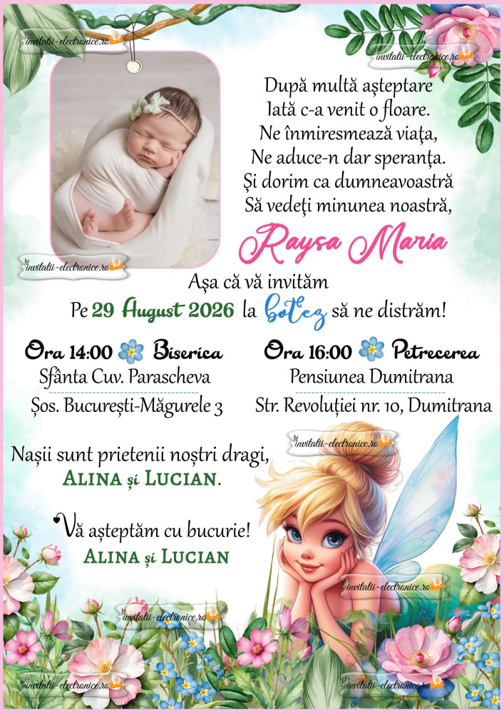 Invitatie de botez fetita