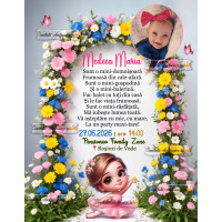 Invitatie cu balerina si flori