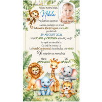 Invitatie de botez cu animale din jungla