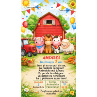 Invitatie digitala cu animale din ferma