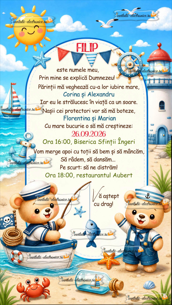Invitatie la botez marinar