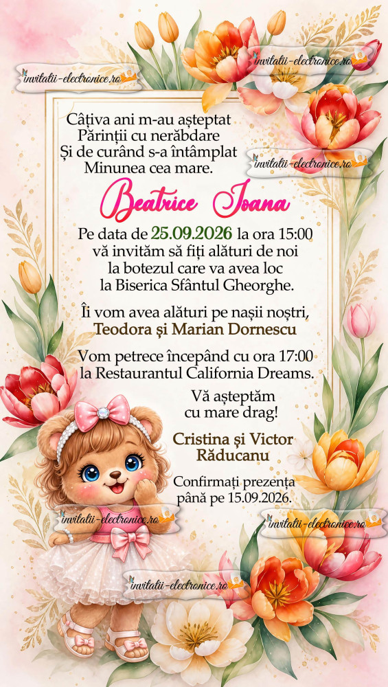 Invitatie botez fetita