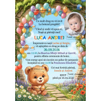 Invitatie de botez cu ursulet
