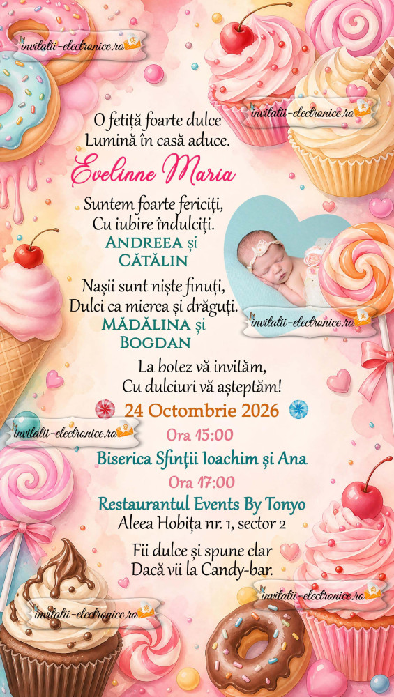 Invitatie la botez - pentru o fetita dulce