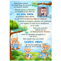 Invitatie digitala la botez cu ursuleti