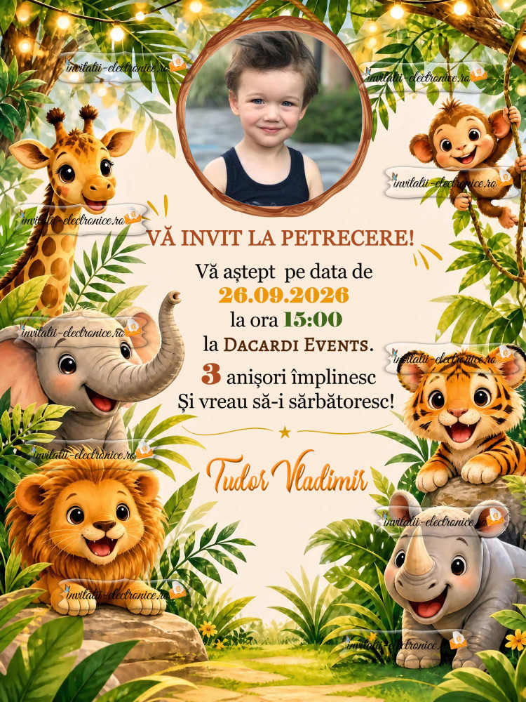Invitatie cu animale din jungla
