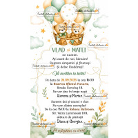 Invitatie electronica de botez pentru baieti gemeni
