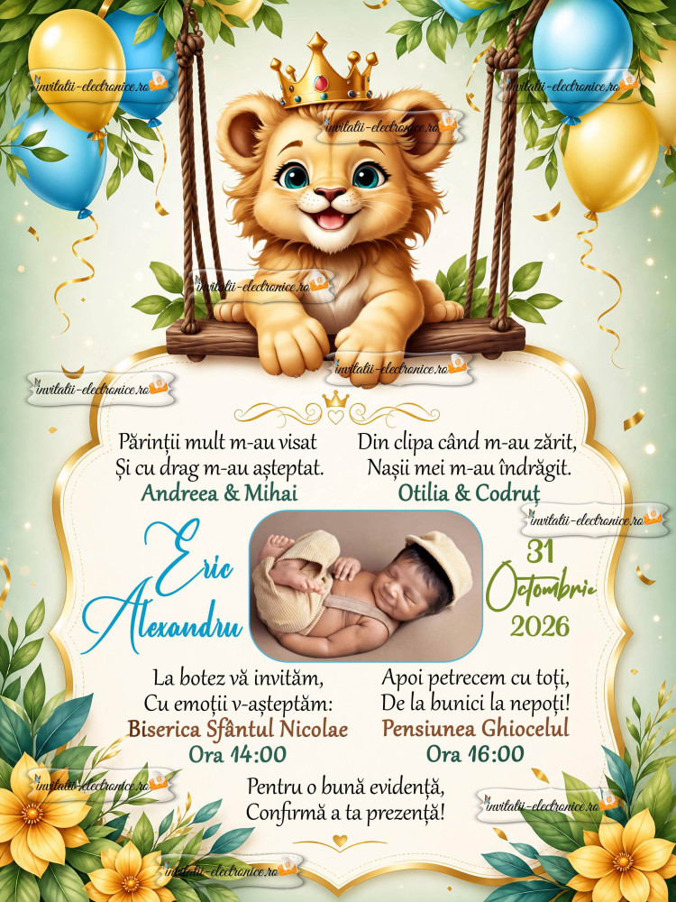 Invitatie la botez cu leu