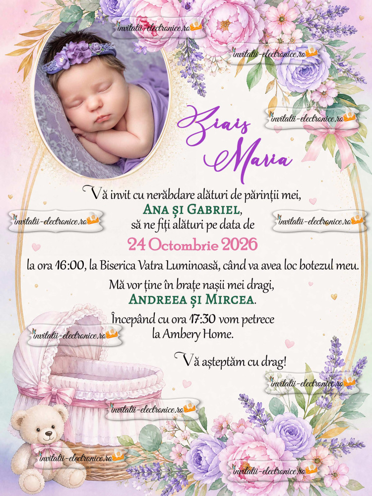 Invitatie la botez de fetita