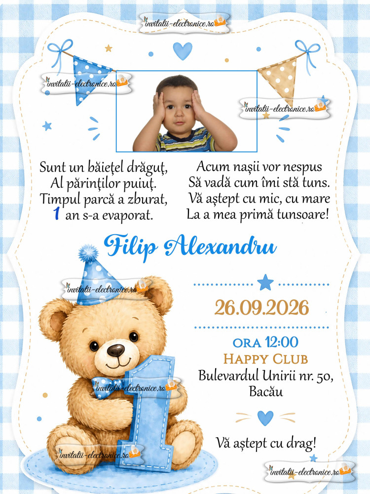 Invitatie cu ursulet 