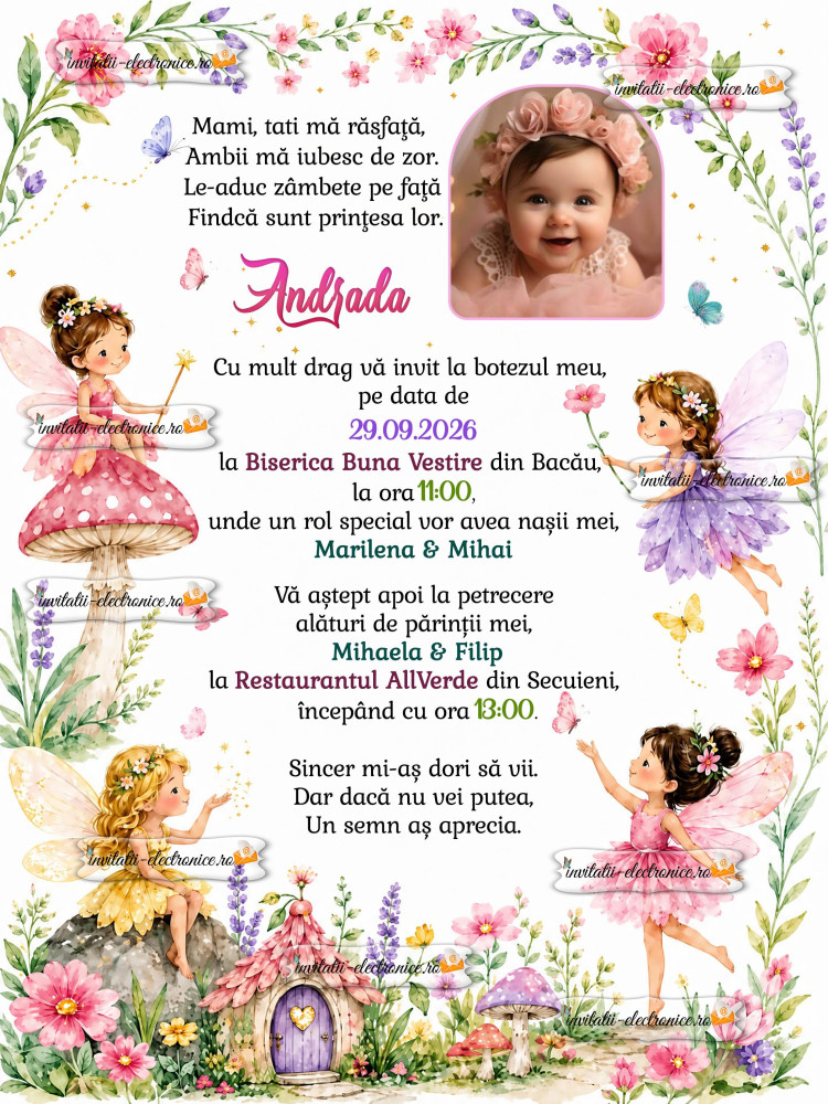Invitatie botez zana