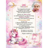 Invitatie de botez cu unicorn