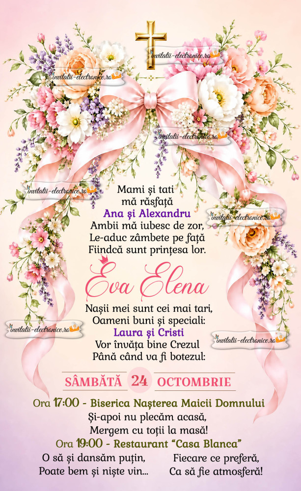 Invitatie la botez fetita