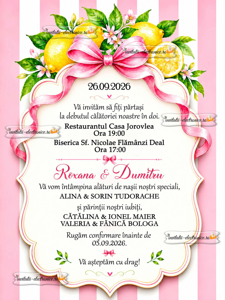 Invitatie de nunta cu lamai