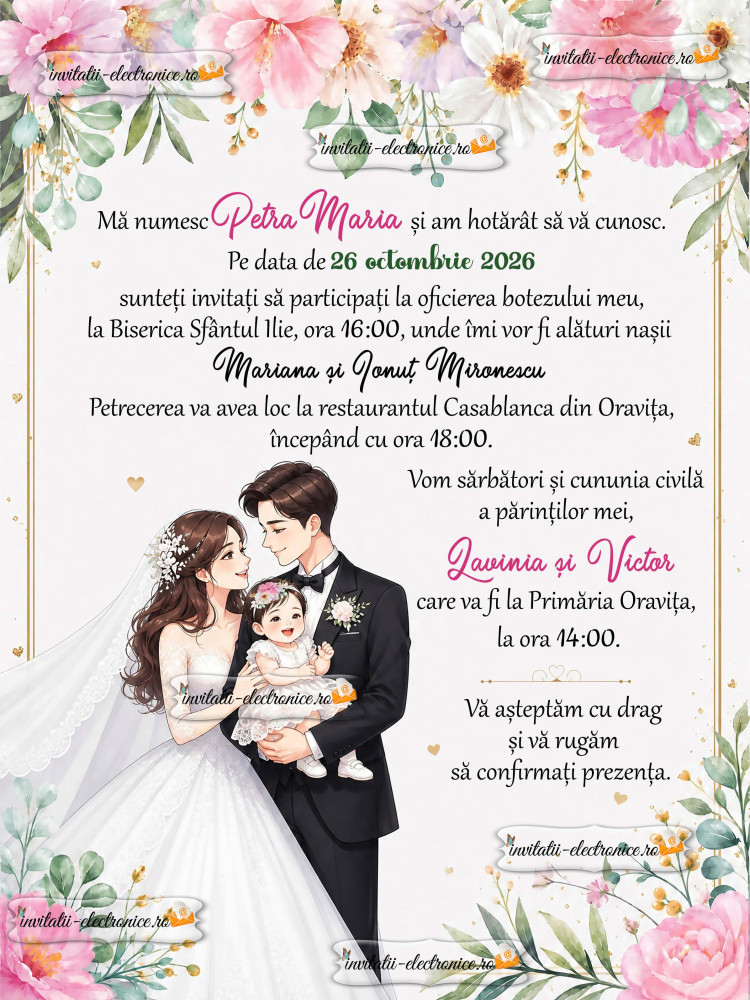 Invitatie la nunta si botez 2 in 1