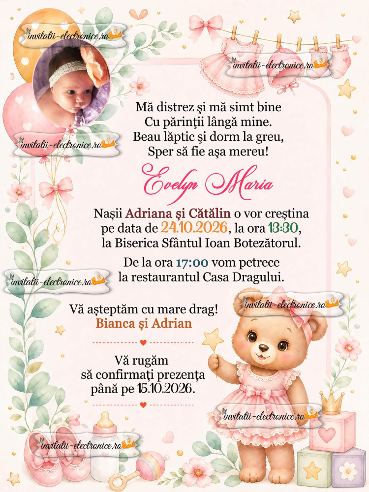 Invitatie botez ursulet