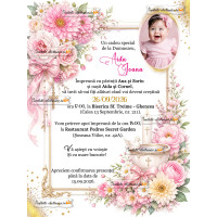 Invitatie florala botez fetita