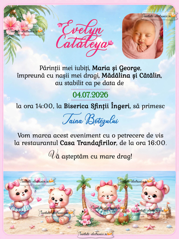 Invitatie digitala botez fetita