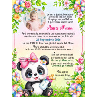 Invitatie botez fetita cu ursulet