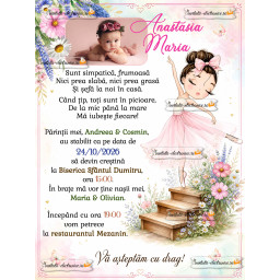 Invitatie de botez cu balerina